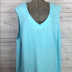 J Jill linen aqua v neck dress 4x